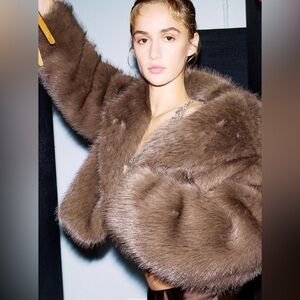 Zara faux fur short coat